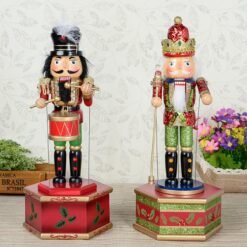 32cm Wooden Music Box Nutcracker Doll Soldier Vintage Handcraft Decoration Christmas Gifts - Toys Ace