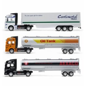 Gray 1:48 Alloy Pull Back Oil Tank Container Truck Diecast Car Model Toy for Kids Gift