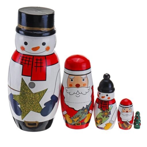 5PCS Russian Wooden Nesting Matryoshka Doll Handcraft Decoration Christmas Gifts - Toys Ace