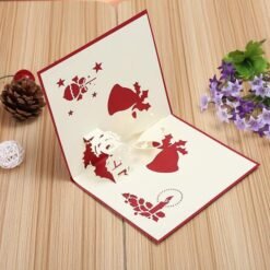 Antique White 3D Pop Up Greeting Card Table Merry Christmas Post Card Gift Craft Paper DIY