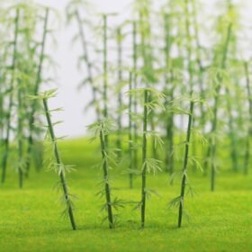 Yellow Green 20Pcs HO/OO Scale Model Bamboo Tree for Building Street Scene Layout Architecture Decorations