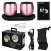 Light Pink 3W 400mAh Waterproof Wireless Stereo Twins Bluetooth Speaker with USB Charging Dock for Car Home