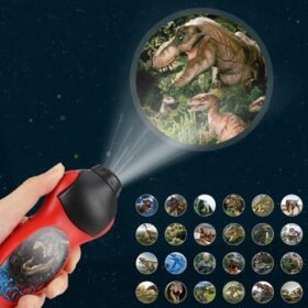 Slate Gray 24 Dinosaur Patterns Flashlight Projector Lamp Educational Puzzle Toy Kids Children Christmas Gift