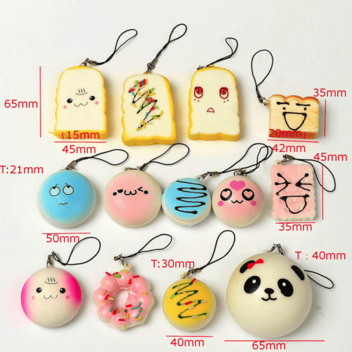 13PCS Simulated Bread Phone Pendant Phone Strap Cute Decoration - Toys Ace