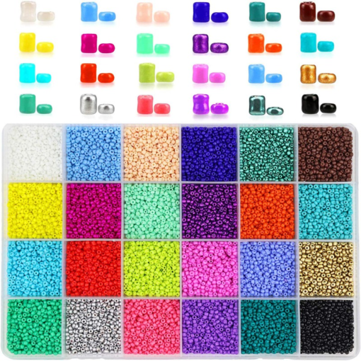 24000 Pcs Glass Seed Beads 2MM Small Beads for Jewelry Makin - Toys Ace