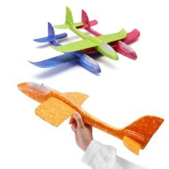 Sandy Brown 48cm 19'' Hand Launch Throwing Aircraft Airplane DIY Inertial EPP Plane Toy With LED Light