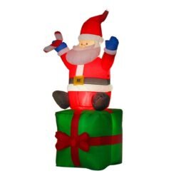 1.8M Christmas Inflatable Toys Santa on Present Xmas Decoration Outdoor Garden Lights - Toys Ace