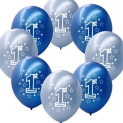 Dark Slate Blue 10 Pcs Per Set Blue Boy's 1st Birthday Printed Inflatable Pearlised Balloons Christmas Decoration