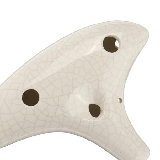 Light Gray 12 Hole Ceramic Ocarina Alto C Tone Classic Flute Instruments with Protection Bag + Lanyard Gift
