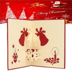 Wheat 3D Pop Up Greeting Card Table Merry Christmas Post Card Gift Craft Paper DIY