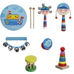 Steel Blue 7/13 Pcs Colorful Musical Percussion Safe Non-toxic Instruments Kit Early Educational Toy for Kids Gift