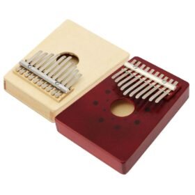 Saddle Brown 10 Tone Red/Natural Color Portable Wood Kalimba Thumb Piano Finger Percussion