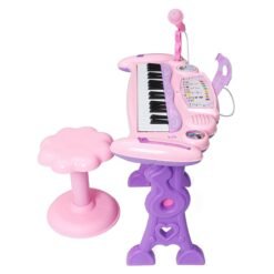 Misty Rose 37 Key Electronic Keyboard Kids Mini Grand + Piano Stool Microphone Musical Toys
