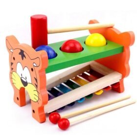 Yellow Green 2 In 1 Wooden Tap Xylophone Education Musical Instruments for Children