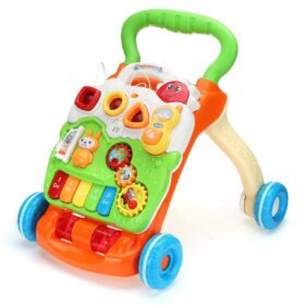 Yellow Green 2 IN 1 Multifunctional ABS Baby Walker Safety Anti-skid Speed Adjustable with Water Filling Tank Educational Toy for Kids Gift