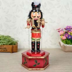 32cm Wooden Music Box Nutcracker Doll Soldier Vintage Handcraft Decoration Christmas Gifts - Toys Ace