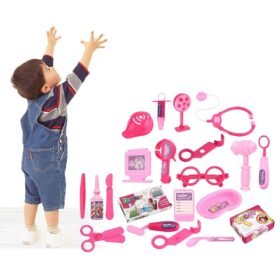 Hot Pink 20Pcs Simulation Kids Childrens Role Play Doctor Nurses Set Learning Toys for Kids Gift