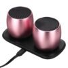Maroon 3W 400mAh Waterproof Wireless Stereo Twins Bluetooth Speaker with USB Charging Dock for Car Home