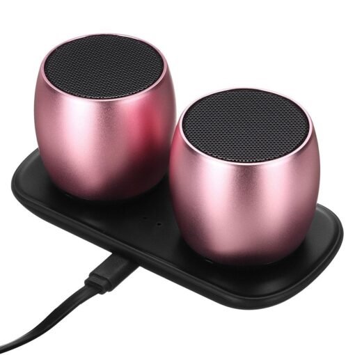 Maroon 3W 400mAh Waterproof Wireless Stereo Twins Bluetooth Speaker with USB Charging Dock for Car Home