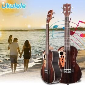 Gray 21 Inch Four Strings Rosewood Ukulele Guitar With Grape Shape Holes