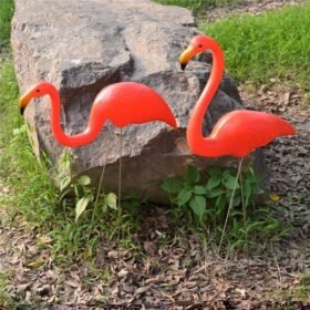 1 Pair Red Lawn Flamingo Figurine Plastic Party Grassland Garden Ornaments Decor - Toys Ace