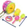 Gold 5Pcs Kids Baby Roll Drum Musical Instruments Band Kit Children Toy Gift Set