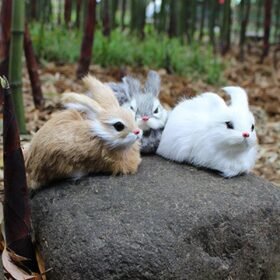 15cm Mini Realistic Cute White Plush Rabbits Fur Lifelike Animal Furry Easter Bunny Stuffed Plush Toy - Toys Ace