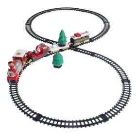 Cadet Blue 22 Pcs Christmas Electric Train Track DIY Assembly Xmas Track Model Toy with Lights & Sounds for Kids Birthday Gift