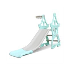 Light Gray 3 IN 1 Large Size Plastic Kids Playground Slide & Swing & Basketball Hoop DIY Assembly Set Toys