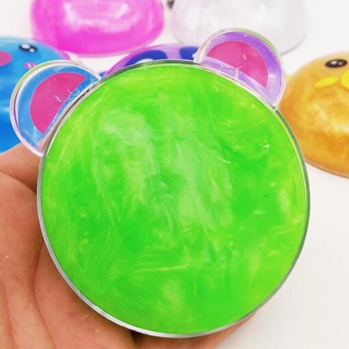 Lime Green 6PCS DIY Colorful Animals Slime 8cm Crystal Mud Putty Plasticine Blowing Bubble Toy Gift