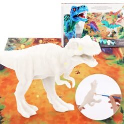 Sandy Brown 38Pcs Jungle Wildlife Animal Diecast Dinosaur Model Puzzle Drawing Early Education Set Toy for Kids Gift (A)
