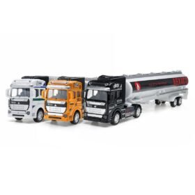 Goldenrod 1:48 Alloy Pull Back Oil Tank Container Truck Diecast Car Model Toy for Kids Gift