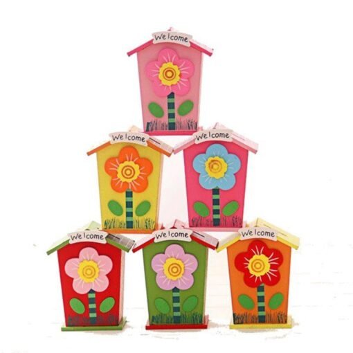 Goldenrod 1pc Wooden Money Saving Little House Flower Love Heart Animal Box Gift Novelties Toys