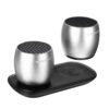 Dark Slate Gray 3W 400mAh Waterproof Wireless Stereo Twins Bluetooth Speaker with USB Charging Dock for Car Home