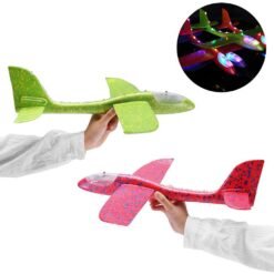 Dark Khaki 48cm 19'' Hand Launch Throwing Aircraft Airplane DIY Inertial EPP Plane Toy With LED Light