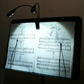 Light Cyan 2 Dual Arms 4 LED Flexible Book Music Stand Clip On Light Lamp Black