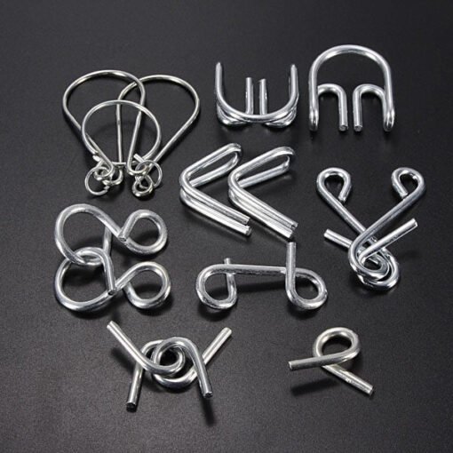 Dark Slate Gray 7 Sets IQ Test Toys Mind Game Brain Teaser Metal Wire Puzzles