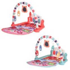 Salmon 76*56*43CM 2 IN 1 Multi-functional Baby Gym with Play Mat Keyboard Soft Light Rattle Toys for Baby Gift