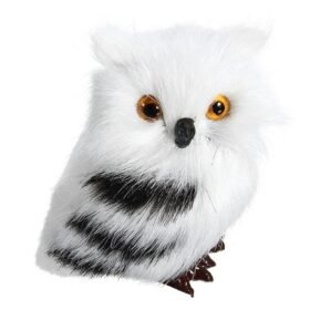 Lavender 2 PCS Owl White Black Furry Christmas Ornament Decoration Toys Adornment Simulation