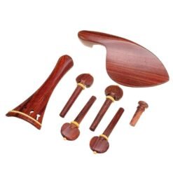 Sienna 7-Piece Redwood Violin Parts Set Includes 1 Tailpiece 4 Tuning Pegs 1 Chin Rest 1 Endpin Accessories for 4/4 Violin