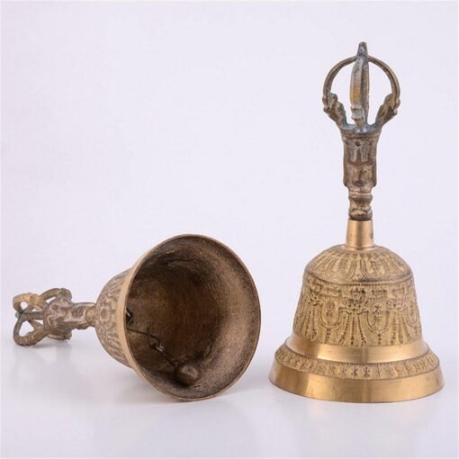 Dark Slate Gray 5 Sizes Gold Copper Handheld Bells Zen Spiritual Meditation Singing Brass Craft
