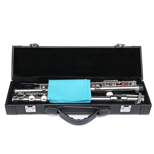 Sky Blue 16 Holes C Key Colored Flute Nickel Plated Silver Tube Woodwind Instrument with Box