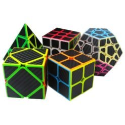 Black 5Pcs Per Box Carbon Fibre Magic Cube Pyraminx Dodecahedron Axis Cube 2x2 And 3x3 Cube Speed Puzzle