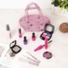 Plum 12Pcs Pretend Makeup Fakes Eye Shadow Brushes Glitter Nail Polish Play Set Toy with Storage Bag for Little Girl Cosmetic Gift