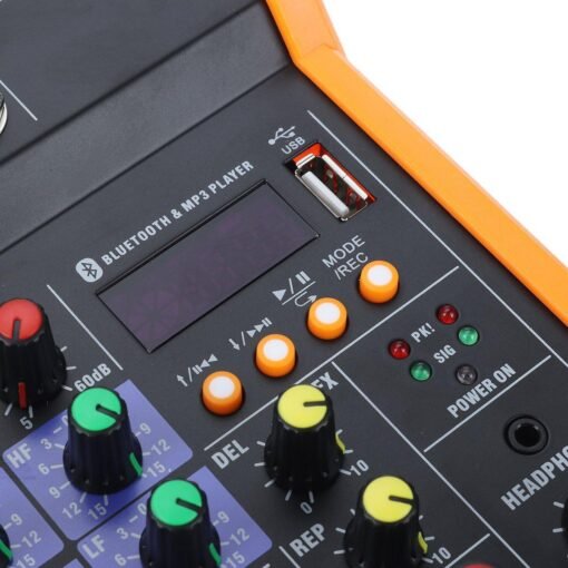 Dark Slate Gray 4 Channel Bluetooth DJ Mic Audio Mixer Live Studio Audio Mixing Console