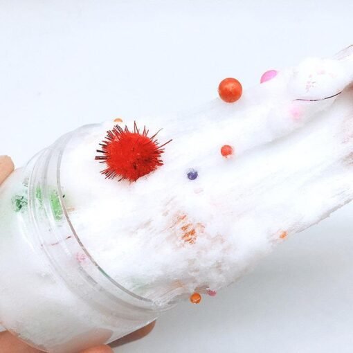 Firebrick 100ML Slime Brushed Cotton Mud Christmas Balls Silk Mud Plasticine Clay Toys (White)