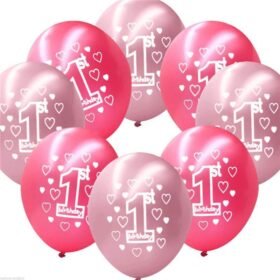 Maroon 10 Per Set Pink Girl 1st Birthday Printed Pearlised Balloons Christmas Decoration