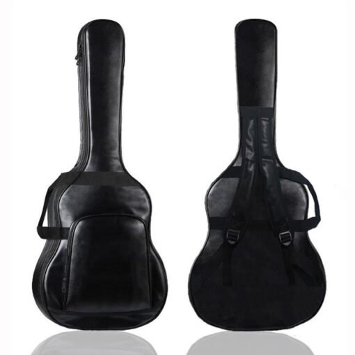 Black 40/41 Inch Acoustic Guitar Bag Waterproof PU Leather Guitar Backpack