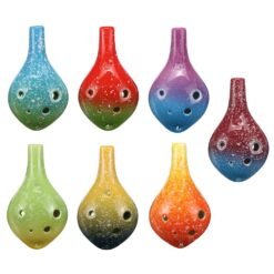 Sandy Brown 6 Holes Ceramic Ocarina Alto C Tone Bottle Style Musical Instrument with Lanyard Music Score For Music Lover and Learner