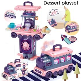 Dim Gray 2 IN 1 Multi-style Kitchen Cooking Play and Portable Small Train Learning Set Toys for Kids Gift